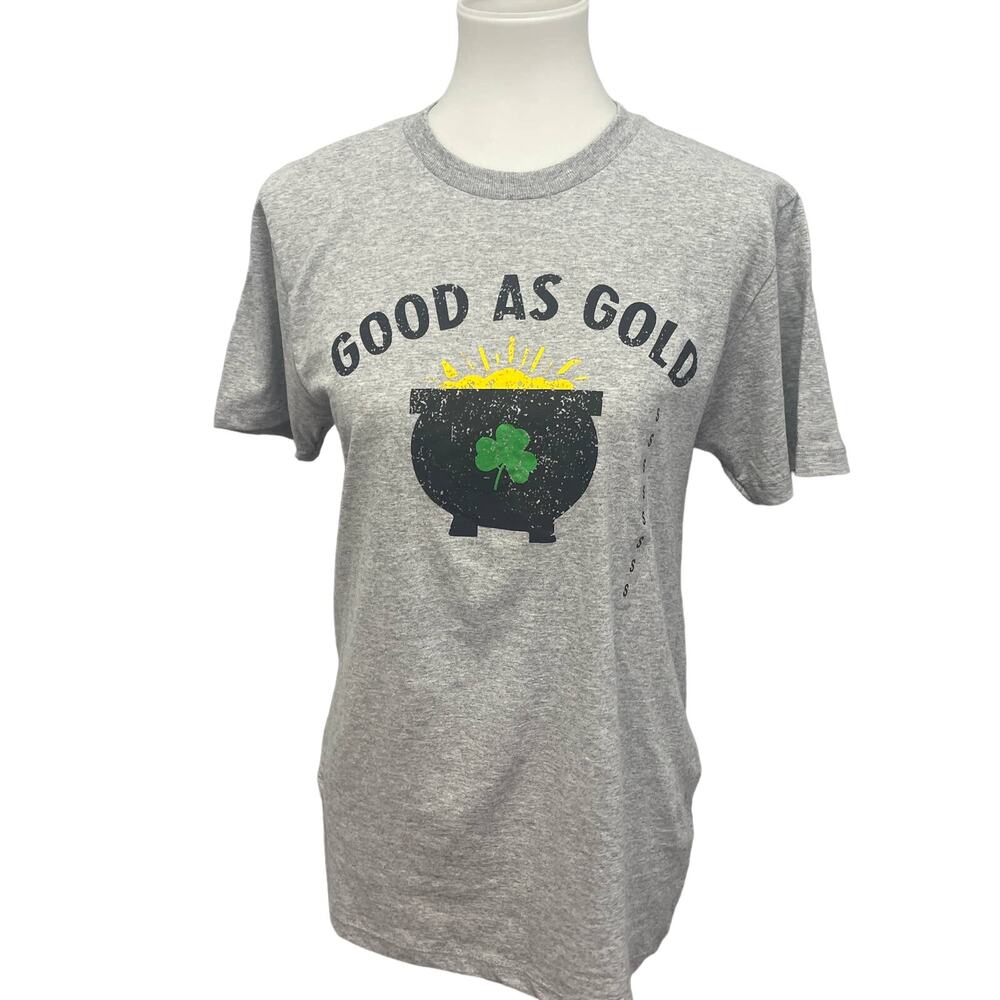 New Pacific Womens Small Good As Gold St Patrick's Day Short Sleeve Crew Tee